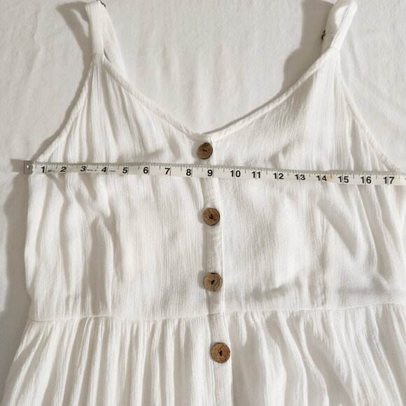 Carol Rose Women's Size S/M White Sleeveless Gauze Button Front Maxie Dress Boho - Picture 11 of 15